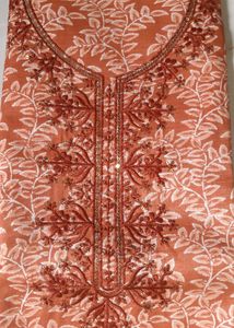 Elegant Brown Printed dress material with Dupatta