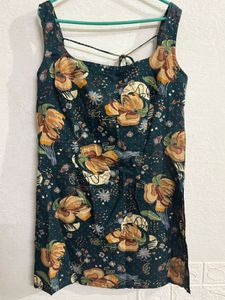 Dark Floral Print Mini Dress