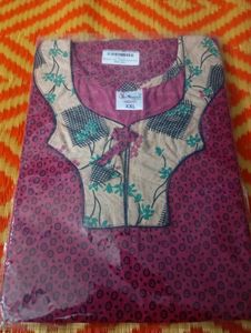 Comfortable Piping Nighty with Floral Print XXL
