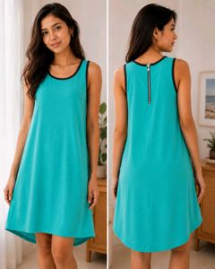 👗 Turquoise/teal sleeveless dress—sweet & classy