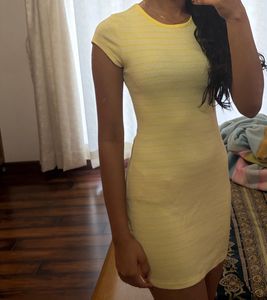 Striped Yellow Bodycon Mini Dress- size S