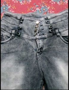 High Waisted Acid Wash Distressed Jeans