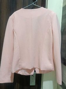 Chic Pink Blazer with Pearl Detail