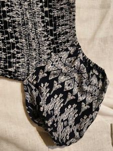 Black &amp; White Smocked Off-Shoulder Top