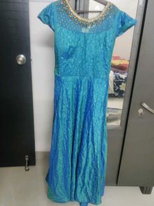 Beautiful Blue Designer Anarkali Suit Set with Dup