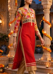 Vibrant Floral Print Kurta Set