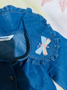 Cute Denim Dress with Appliques