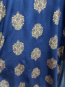 Elegant Navy Blue Kurta with Golden Print