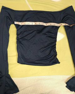 Off-Shoulder Ruched Bell Sleeve Bodysuit