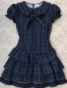 y2k Plaid Tiered Ruffle Dress