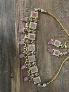 Pink Stone Choker &amp; Earring Set