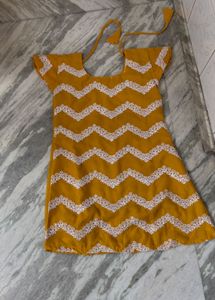 Yellow Embroidered kurti