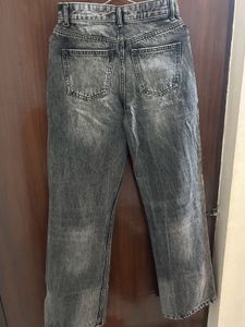 High Waist Straight Leg Grey Jeans for t