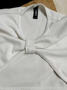 White Cut-out Ring Detail Top