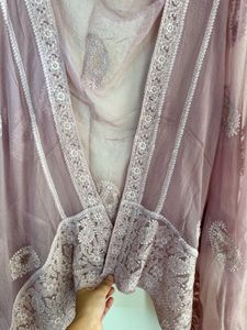 Mauve Handcrafted chickenkari suit pallazzo set