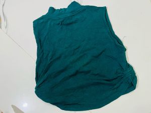 Teal Ribbed Mock Neck Top