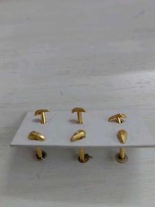 Golden Stud Earrings (Set of 6)