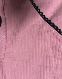 NEW Pink Ribbed Crop Top with Flower Detail