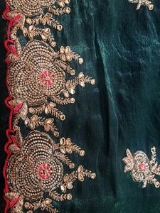 Elegant Embroidered Green Fabric