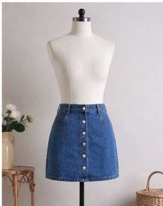 H&M Button-Front Denim Mini Skirt