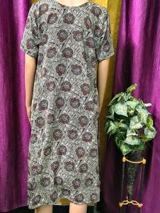 Grey Floral Print Kurta
