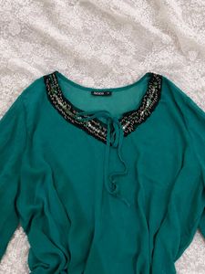 y2k Teal Embellished Tunic