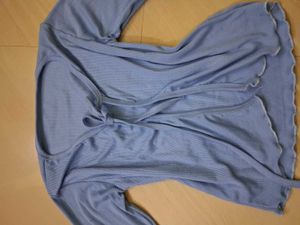 Light Blue Tie-Front Cardigan