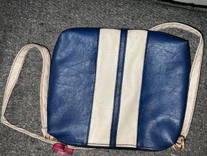 Blue &amp; White Striped Crossbody Bag