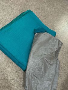 Stunning Teal Saree with Silver Blouse