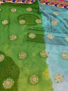 Ethnic Wear Saree Double Shade With Peacock Border