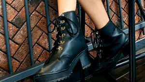 Black Lace-Up Ankle Boots