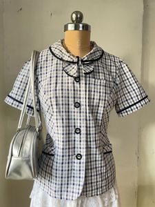 Cute Plaid Blouse with Bow Detail