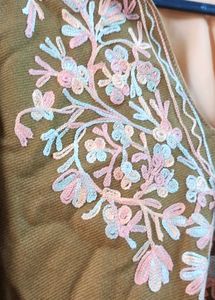 Embroidered Olive Green Kaftan Top