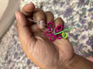 Beaded Tlited Flower Pendant Necklace