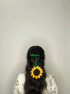 Handmade Crochet Sunflower Hair Clip