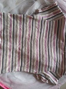 Striped Button-Up crop t shirt