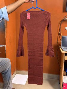 Ribbed Bell Sleeve Knit Dress