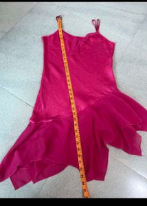 Bright Pink Ruffled Slip Dress