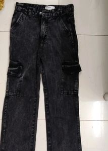 Charcoal Black Cargo Jeans