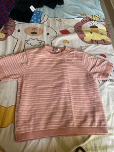 Pink Striped Knit Top