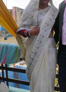 Embellished Cream Saree