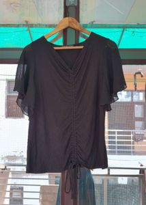 Stylish Black Ruched Top