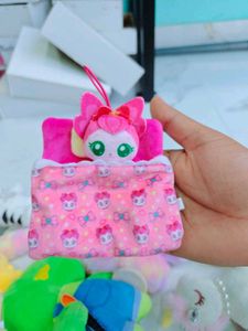 Cute Pink Cartoon Plush Toy Keychain