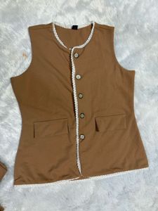 Brown korean  Sleeveless coordset