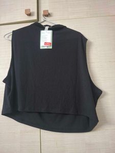 Sleeveless Black Mock Neck Top
