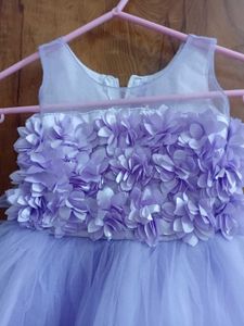 Adorable Lavender Tulle Dress with Floral Embellis