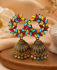New Boho Multi-Color Jhumka Earrings