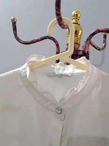 Elegant White Sheer Button-Up Blouse