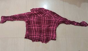 Pink &amp; Maroon Plaid Shirt