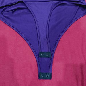 Purple Long Sleeve Zipper Bodysuit Top
